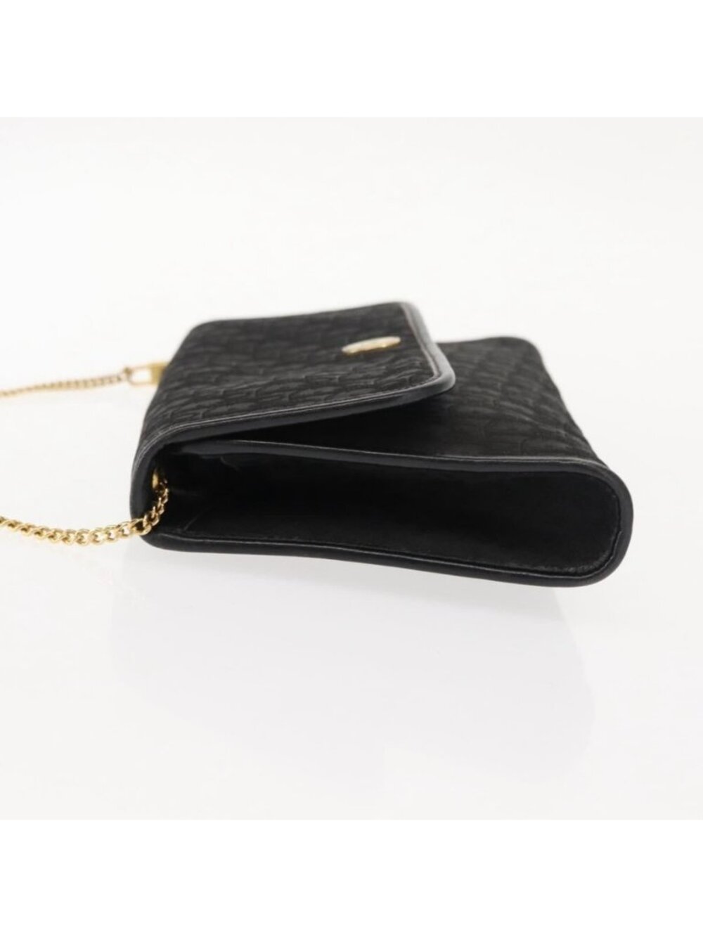 EX00335 Authentic Christian Dior Trotter Canvas Chain Shoulder Bag Black Gold - Picture 11 of 16